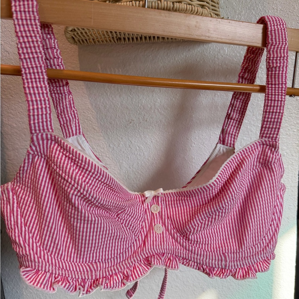 Frankie's Bikinis Pink Gingham Bra